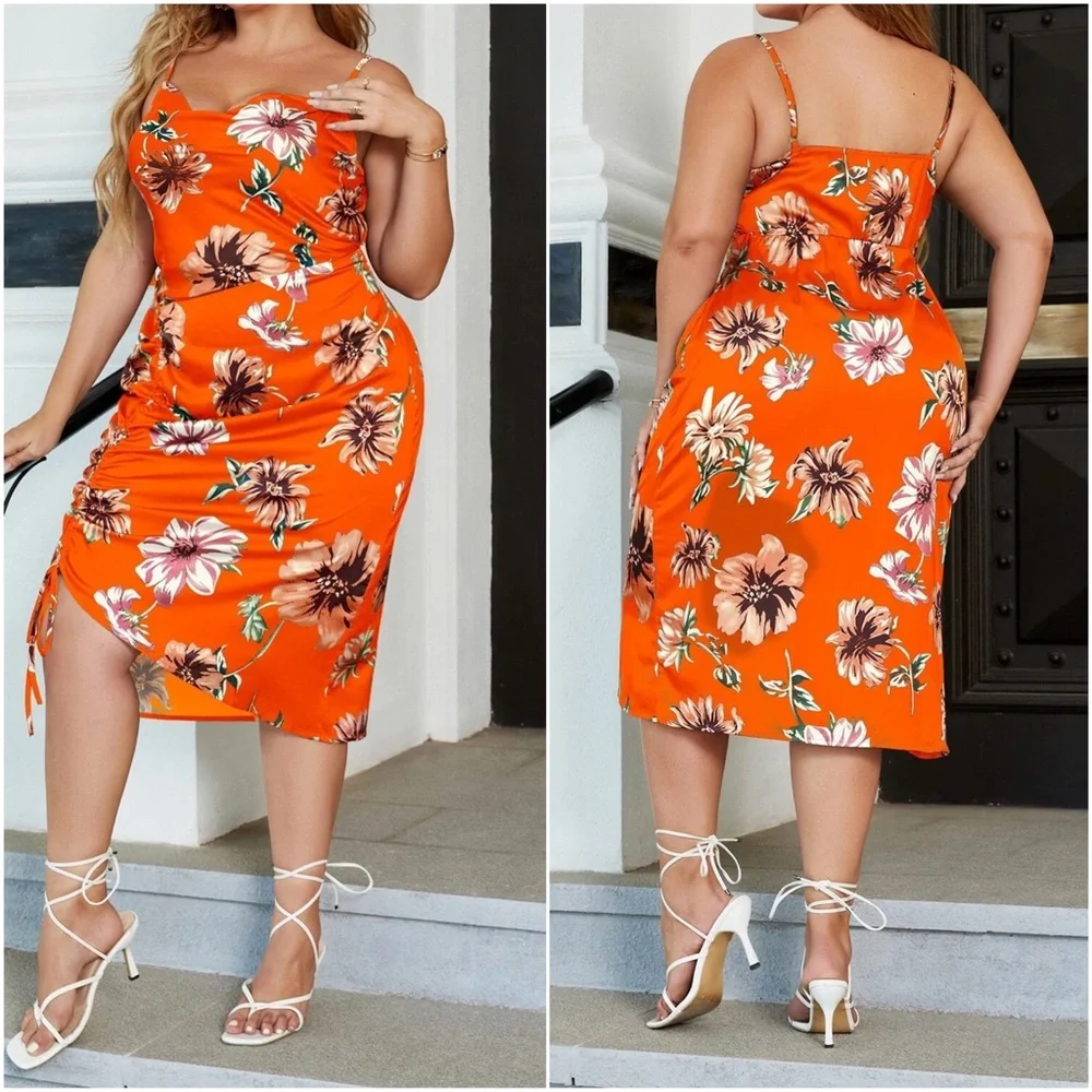 Boho Floral print Cami Sexy Party Dress - Picture 3 of 5